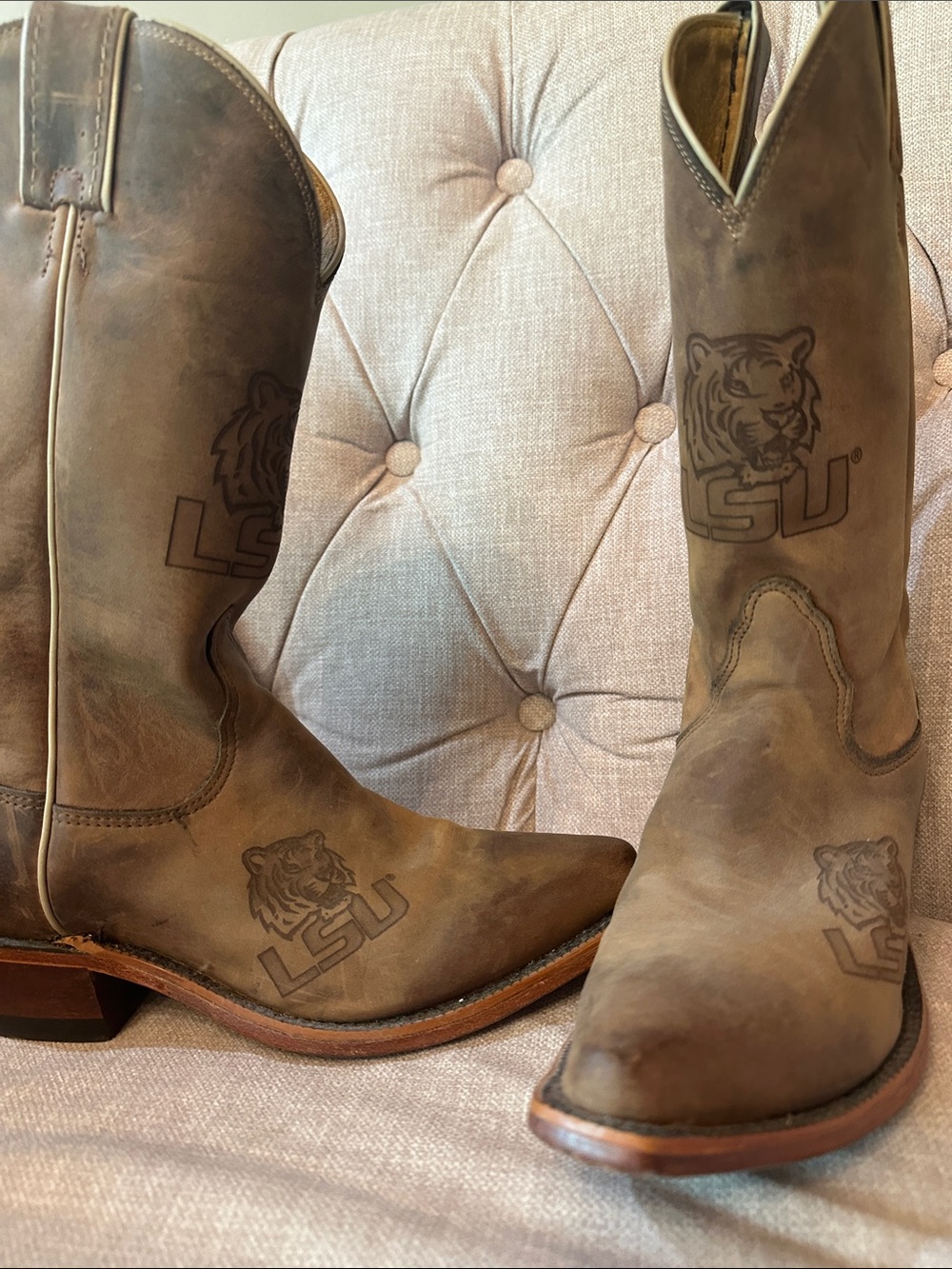 LSU Brown Leather Cowboy Boots - women’s Brown Western Boots